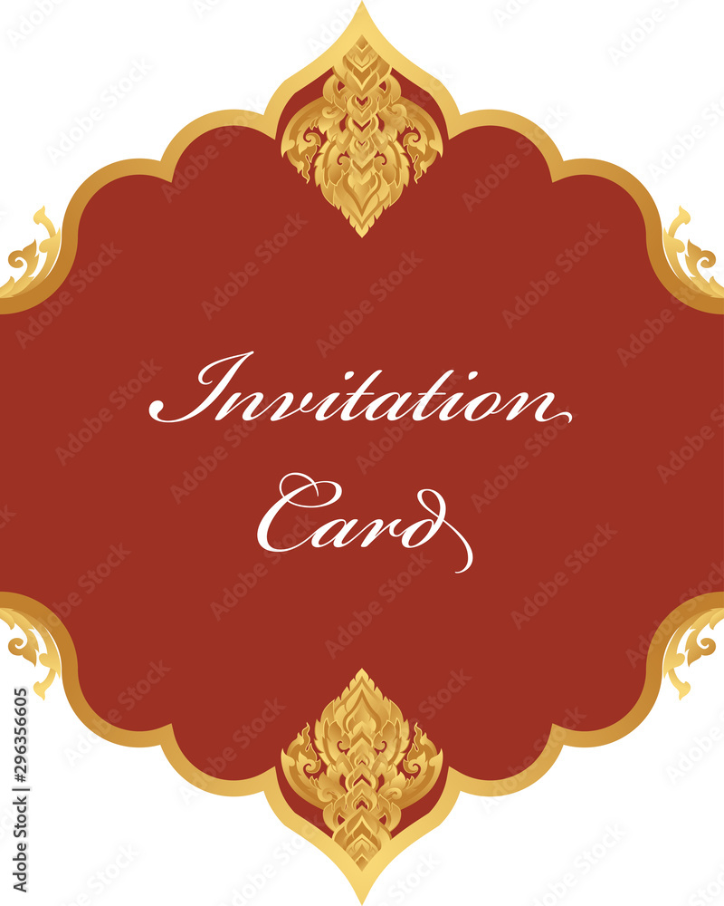 Invition Card Bottom Design Vector of invitation card template, background and frame border. Thai ...
