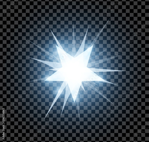 Bright glowing and shining star flares effect isolated on transparent  background. Vector illustration