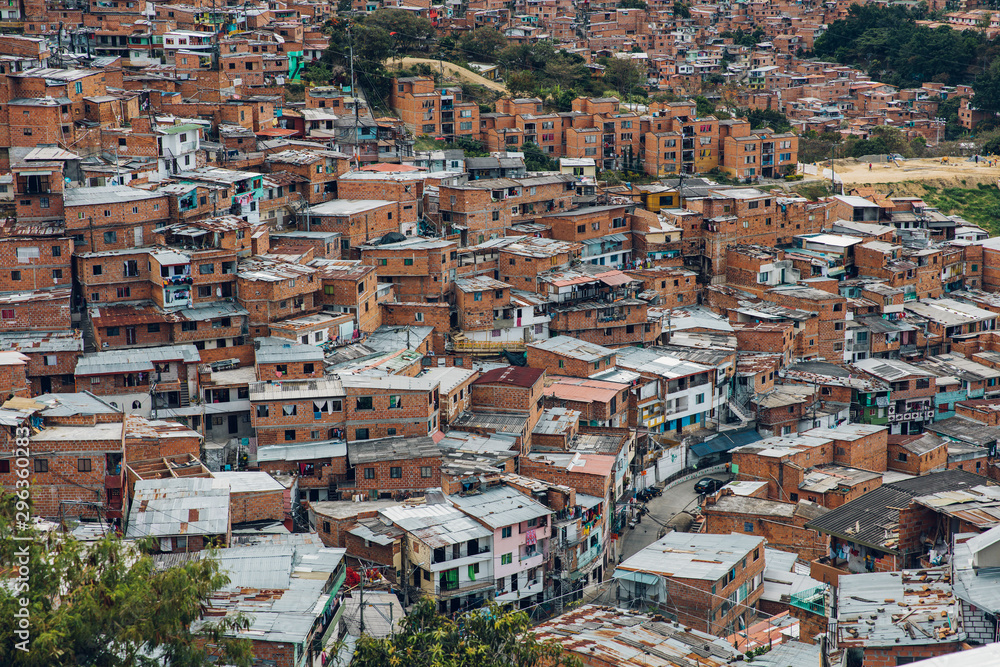 Houses on the hills of Comuna 13 in Medellin, Columbia