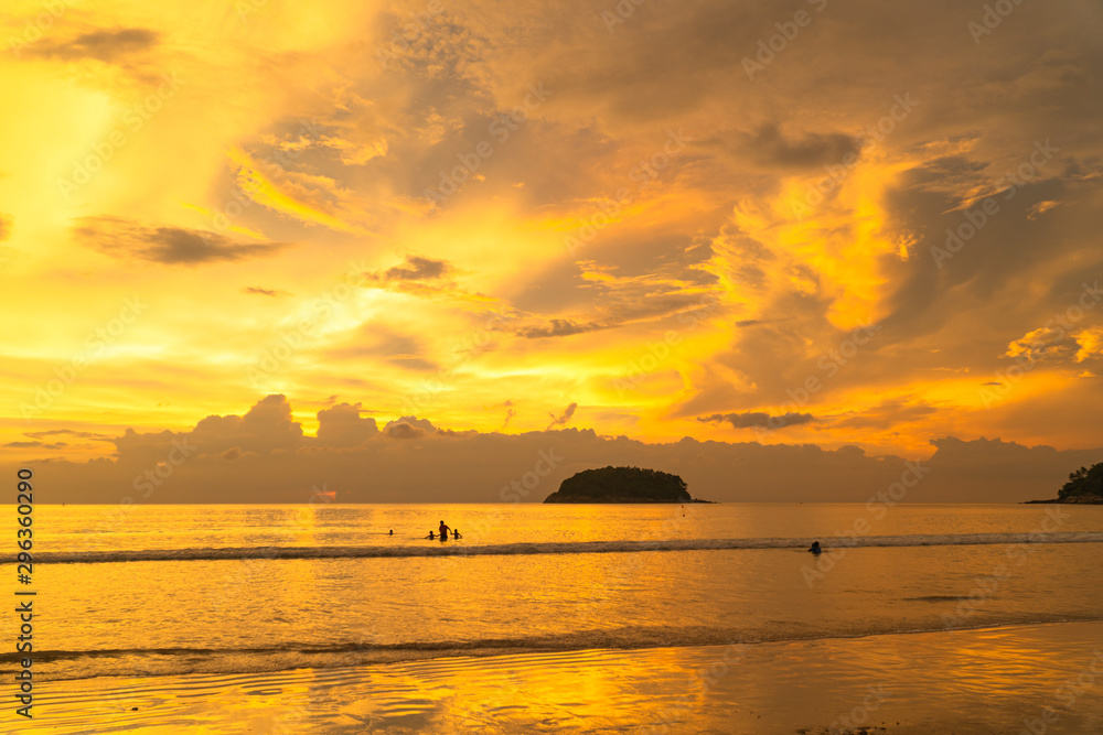 beautiful color of cloud in the sky at sunset above the sea at Kata beach Phuket.