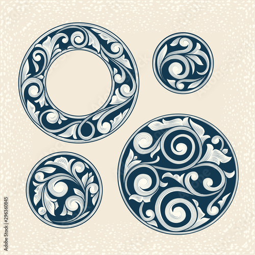 Vintage decorative floral design elements