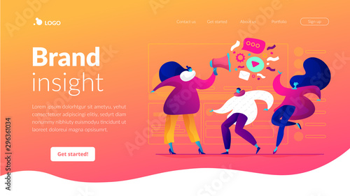Market segmentation and adverts, target market and customer concept. Website homepage interface UI template. Landing web page with infographic concept hero header image.