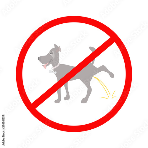 A sign prohibiting a dog to pee in a certain place. Vector illustration.