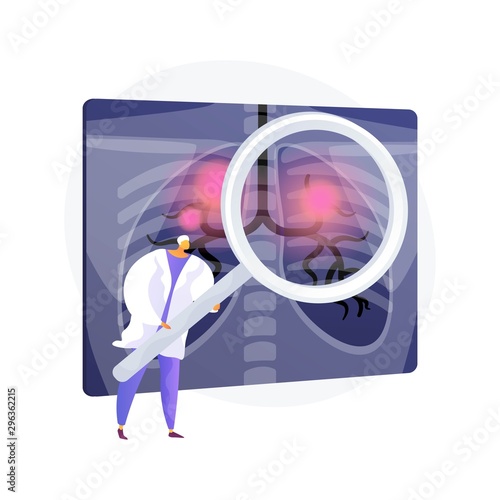 Respiratory disease, medical problem. Lung cancer, bronchial asthma, pneumonia diagnosis. Chest x ray scan with inflammations. Radiology design element. Vector isolated concept metaphor illustration