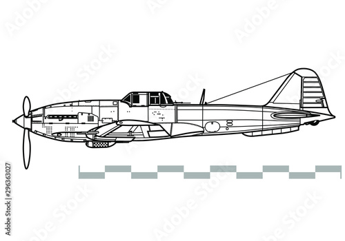 Ilyushin Il-10 Beast. Outline vector drawing photo