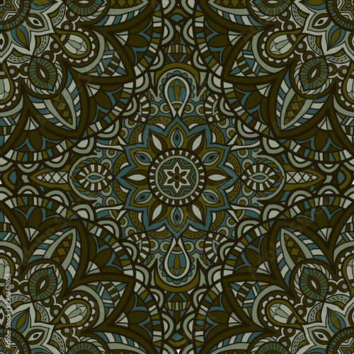 Mandala vector seamless pattern background. Tribal ornament.