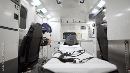 Inside a first response ambulance vehicle
