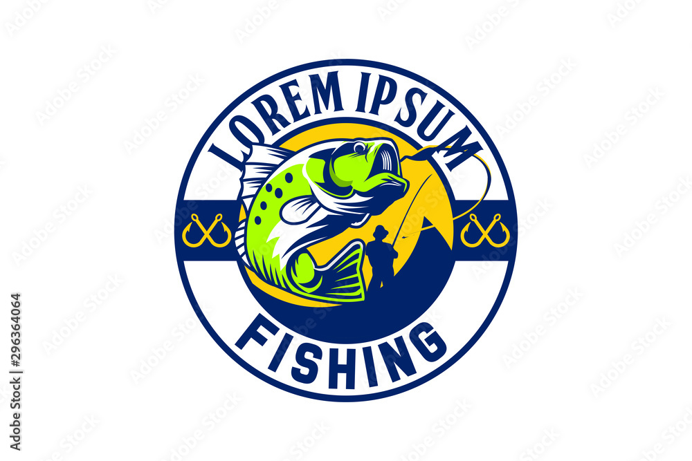 mouth bass fish vector for fishing club logo template