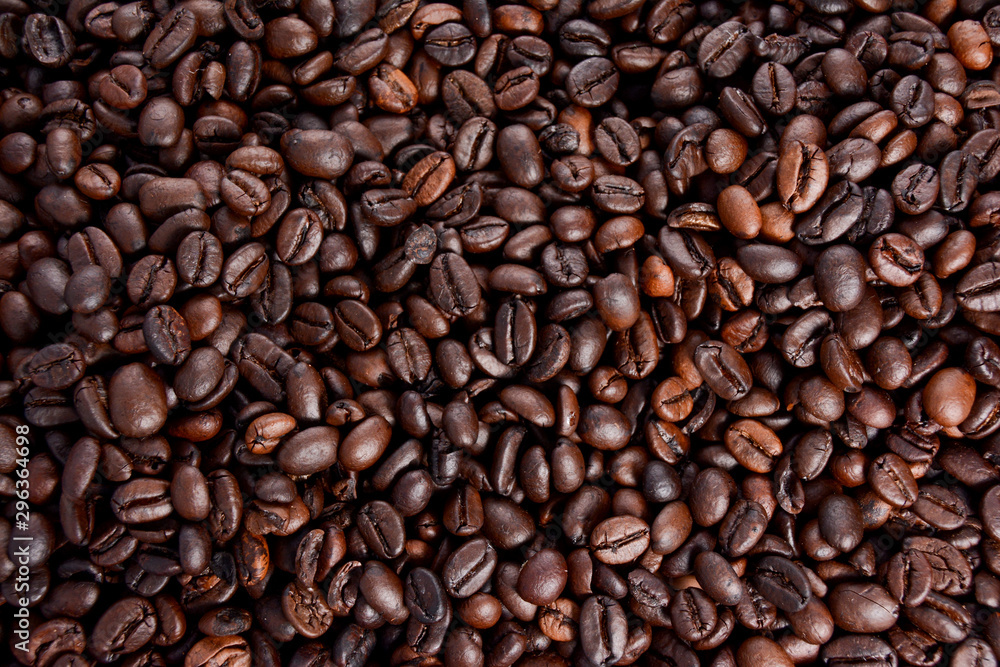 Brown of Roasted coffee beans with background.