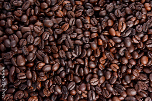 Brown of Roasted coffee beans with background.