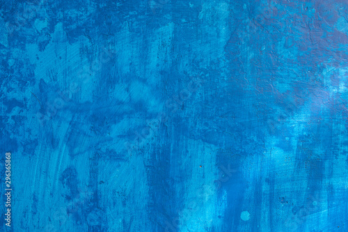 Beautiful blue painted grunge wall texture, different blue tones