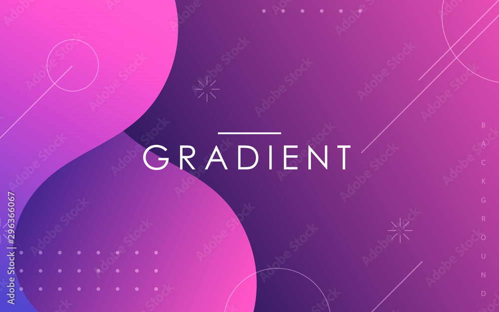 Gradient fluid shape abstract geometric background. Purple minimal design concept.