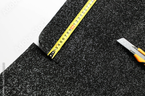 Carpet with rubber base on a white background photo