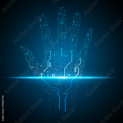 Hand palm scaning technology background