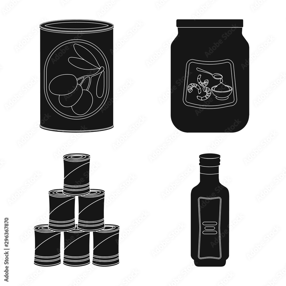 Vector design of can and food sign. Collection of can and package stock symbol for web. Vector design of can and food sign. Collection of can and package stock symbol for web.