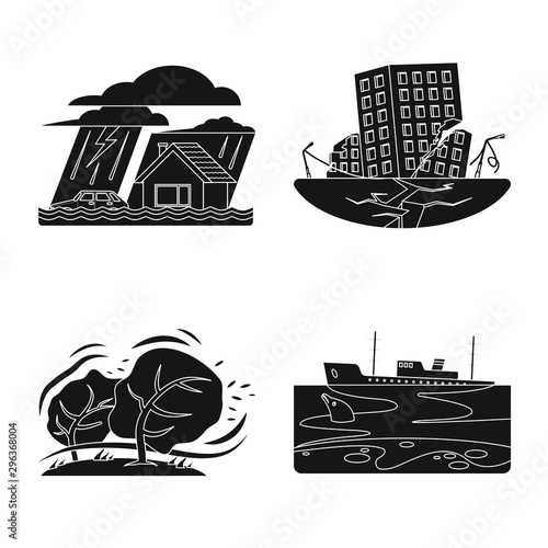 Vector illustration of natural and disaster symbol. Collection of natural and risk vector icon for stock.