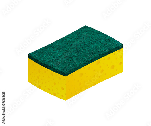 Scouring pads spong for housework cleaning and scouring pad domestic spong work tools. Vector stock illustration.