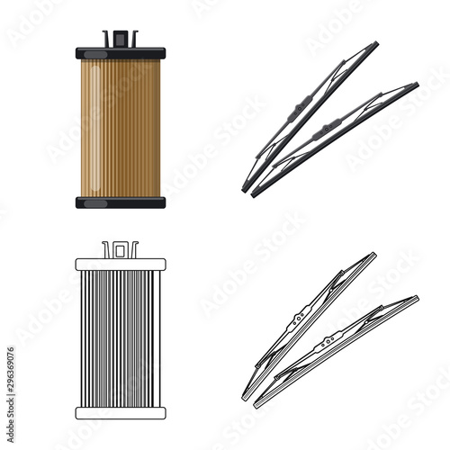 Vector illustration of auto and part sign. Collection of auto and car stock vector illustration.