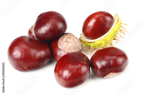 chestnuts isolated on a white background. Healthy