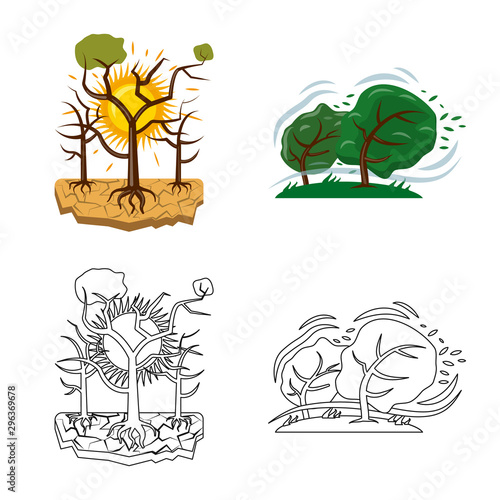 Vector design of natural and disaster symbol. Set of natural and risk stock vector illustration.