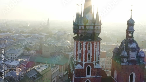 Aerial view of Krakow town hall tower photo