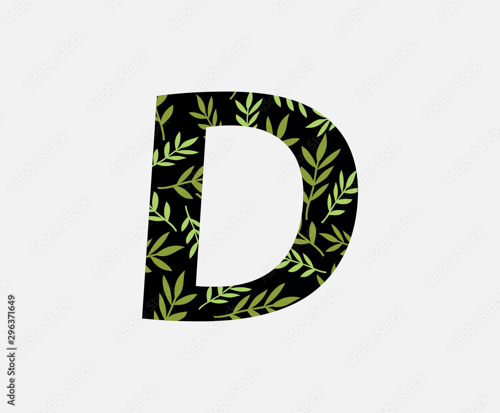 Tropical Leaves Vector Logo Letter D. D Letter Design Vector Green Leaves Tropical Logo Icon. Tropical Leaves Vector Logo Letter D. D Letter Design Vector Green Leaves Tropical Logo Icon.