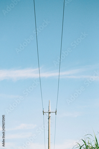 Low angle view of utility pole against sky