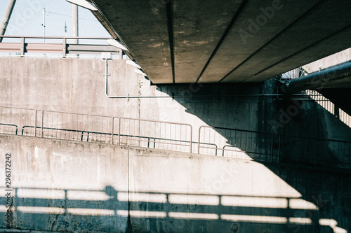 Railing under bridge photo