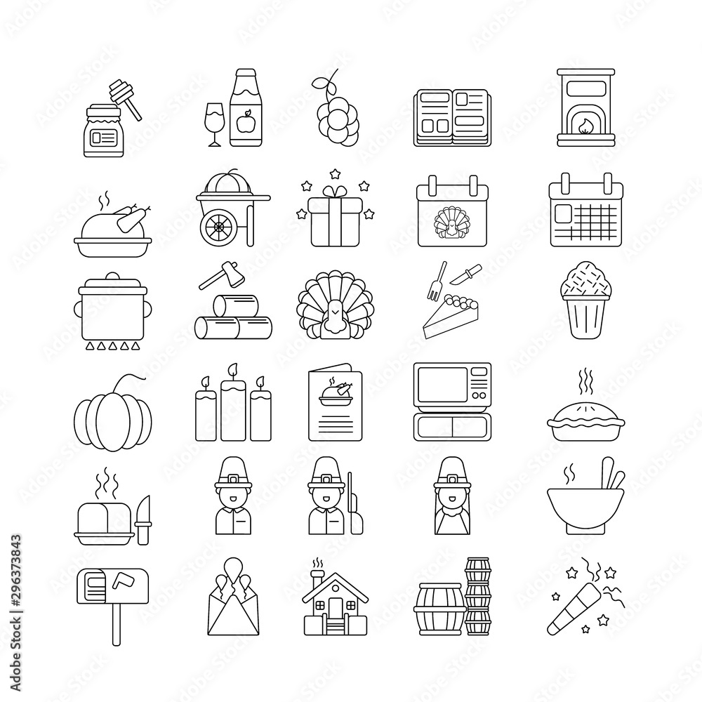 Thanksgiving Outline Icon Set Thanksgiving Outline Icon Set
