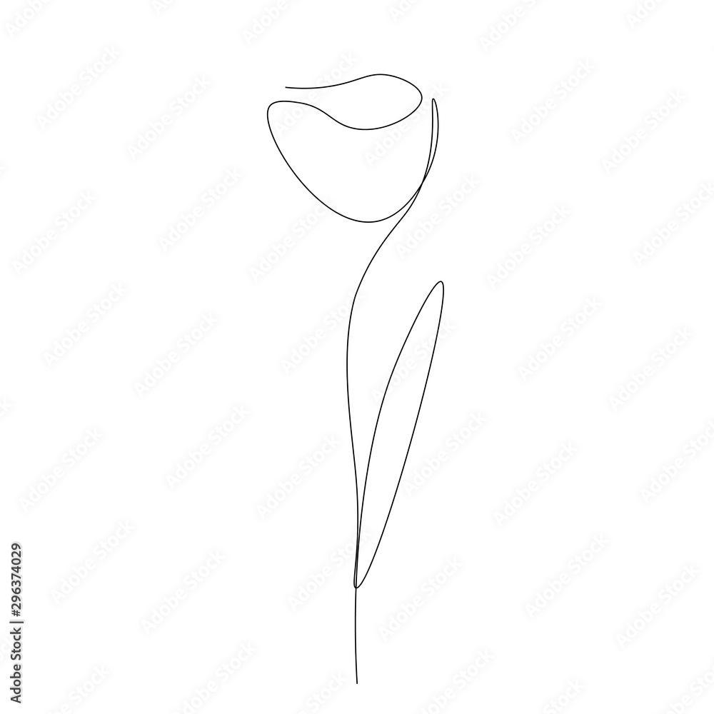 Spring flower line drawing, vector illustration Spring flower line drawing, vector illustration
