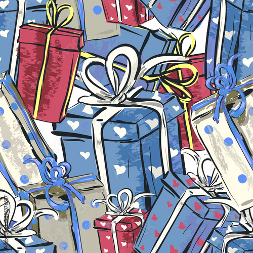 background with gifts. seamless pattern