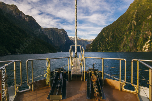 Front angle view of deck on ship