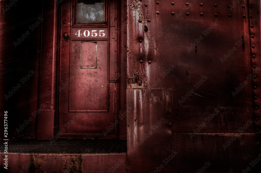 Obraz premium Red Door old train car