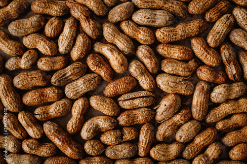 Fresh roasted peanuts placed on table