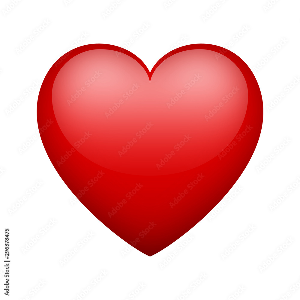 Shiny heart in red color for valentine's day. Love symbol Type 1.