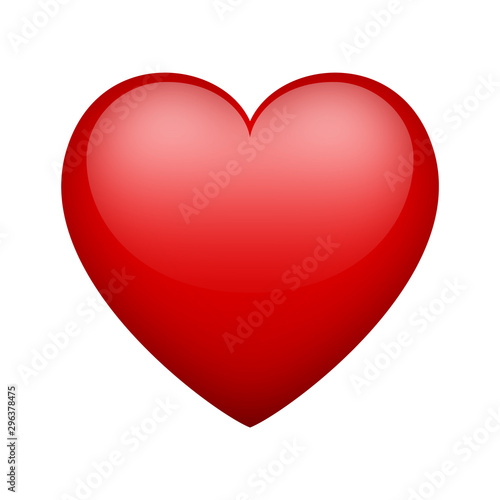 Shiny heart in red color for valentine's day. Love symbol Type 1.