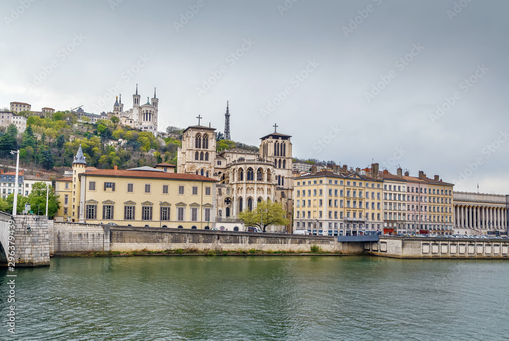 View of Lyon cathedral, France