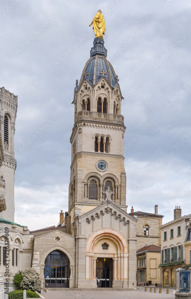 Bell tower of Basilica of Notre-Dame de Fourviere, Lyon, France