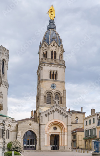 Bell tower of Basilica of Notre-Dame de Fourviere, Lyon, France