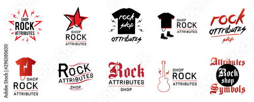 Vector logo for rock shop paraphernalia, symbols