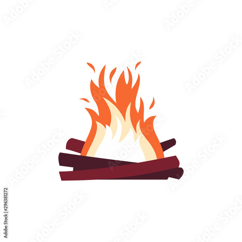 burning bonfire with wood. isolated on white background