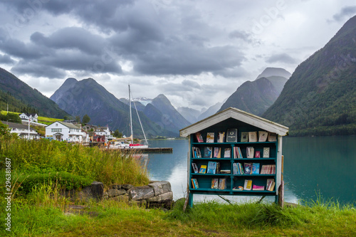 Obraz na płótnie clouds over Fjaerlands fjord in Norway w salonie