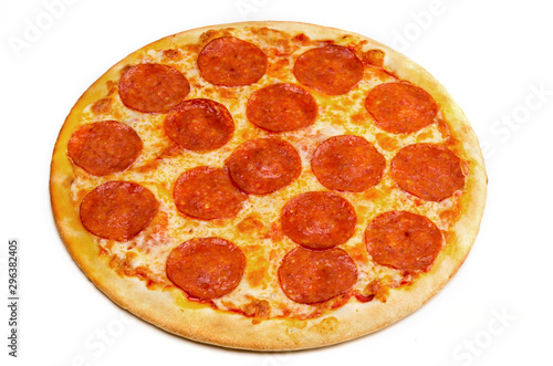 Pepperoni pizza with cheese isolated on white background