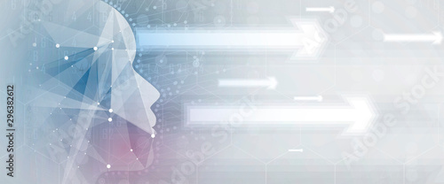 Quantum processing. Deep learning artificial intelligence. Future new technology  for business or science presentation