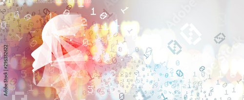 Quantum processing. Deep learning artificial intelligence. Future new technology  for business or science presentation