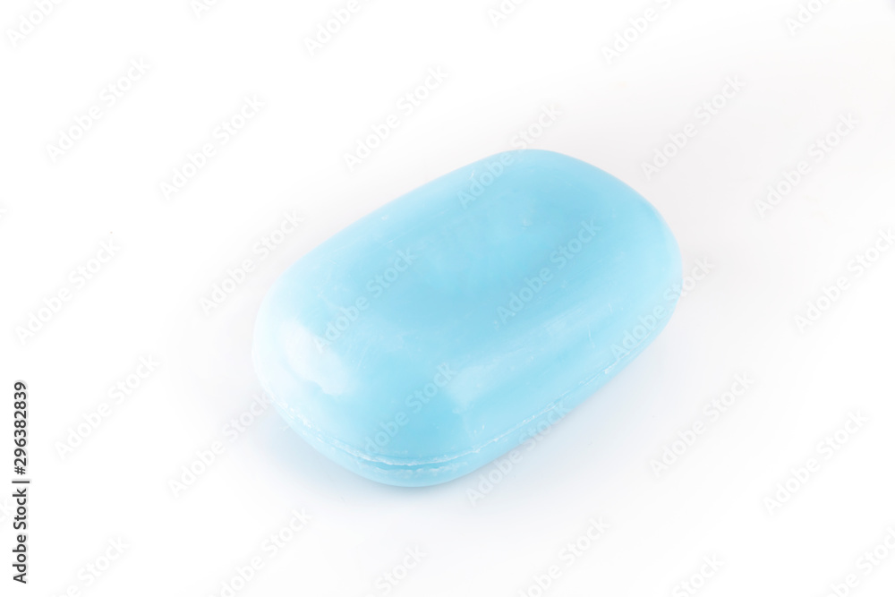 Blue bar soap on a white background. Blue bar soap on a white background.