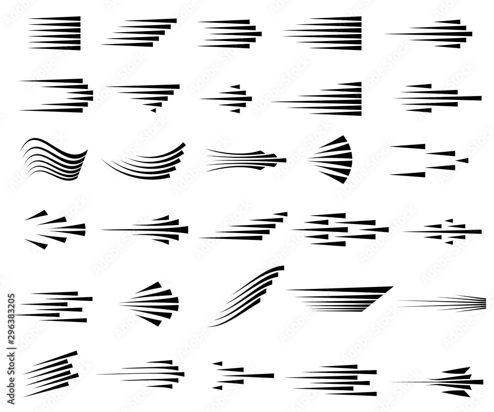 Speed lines icons. Set of fast motion symbols. - obrazy, fototapety, plakaty 
