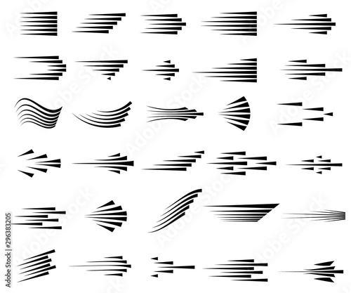 Obraz na plátně Speed lines icons. Set of fast motion symbols.