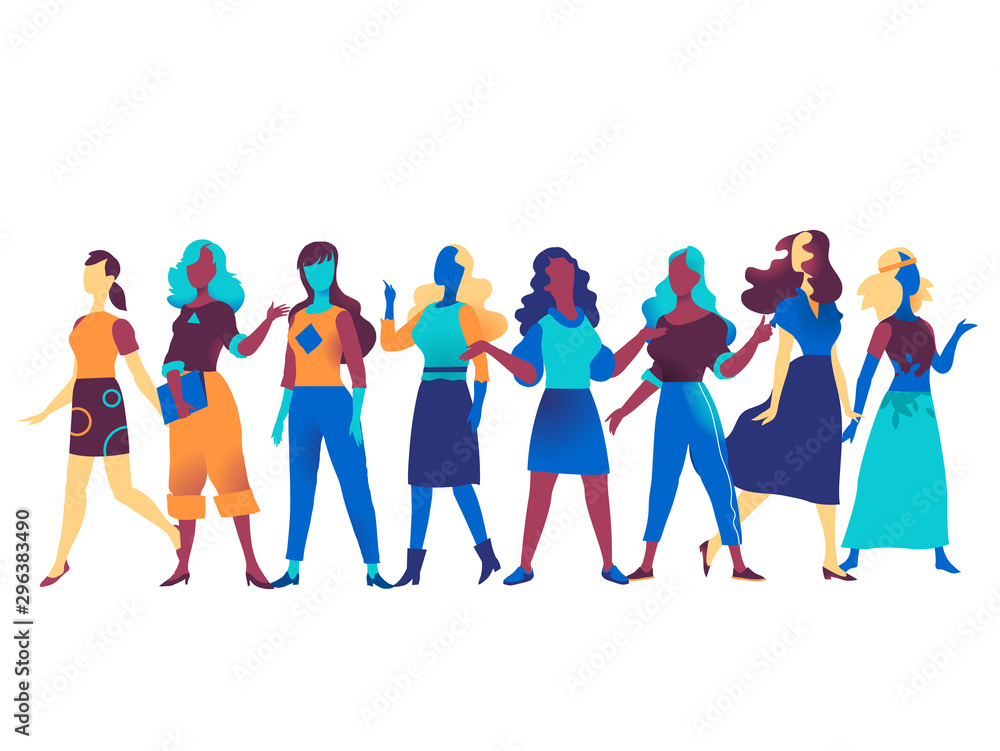 Collection of female characters in different poses expressing various emotions for character animation. Company cartoon women avatars isolated on white background. Vector illustration Collection of female characters in different poses expressing various emotions for character animation. Company cartoon women avatars isolated on white background. Vector illustration
