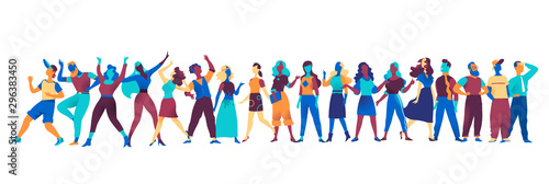 Collection of vector male and female characters for character animation. Men women avatars isolated on white background. Vector illustration